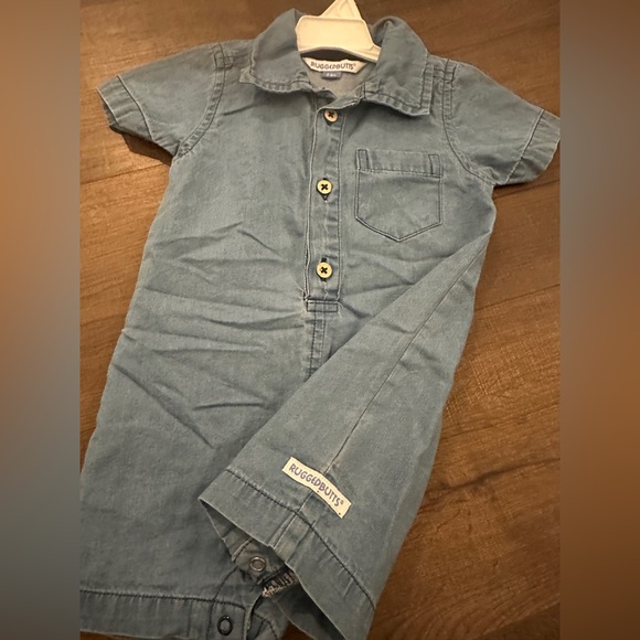 Rugged Butts Other - Blue Baby Boy Soft Denim Rugged Butts Romper NWOT 3-6m 3m 6m